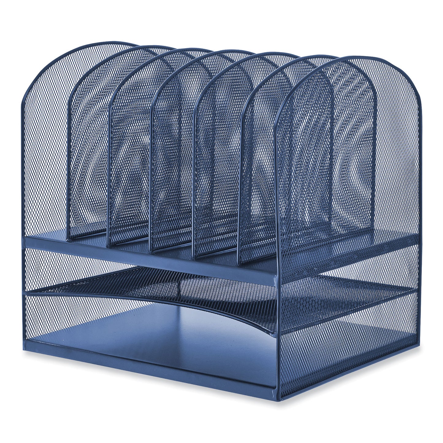Onyx Desk Organizer with Two Horizontal and Six Upright Sections, Letter Size Files, 13.25 x 11.5 x 13, Blue