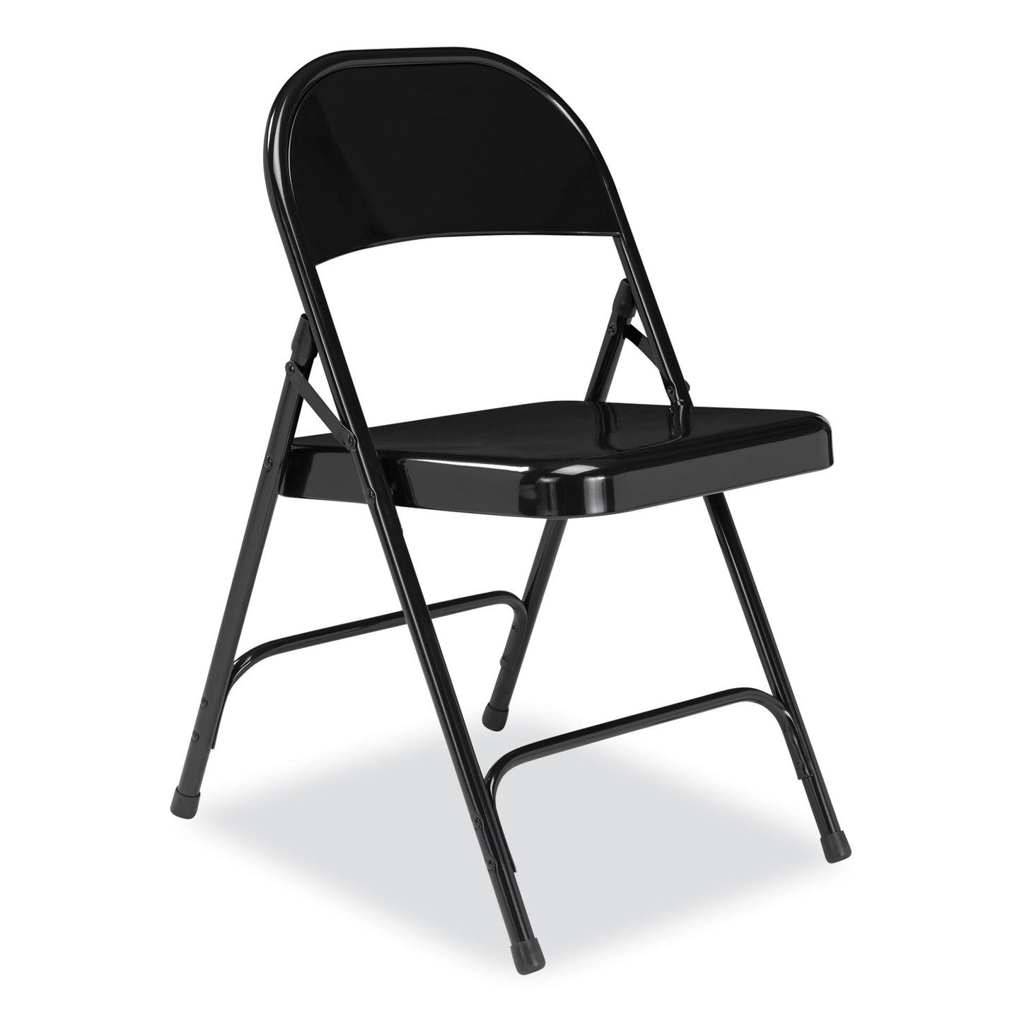 50 Series All-Steel Folding Chair, Supports Up to 500 lb, 16.75" Seat Height, Black Seat, Black Back, Black Base, 4/Carton