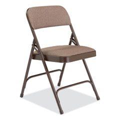 2200 Series Fabric Dual-Hinge Premium Folding Chair, Supports Up to 500 lb, Walnut Seat, Walnut Back, Brown Base, 4/Carton