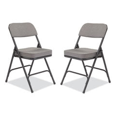 3200 Series Fabric Dual-Hinge Folding Chair, Supports Up to 300 lb, Charcoal Seat, Charocoal Back, Black Base, 2/Carton