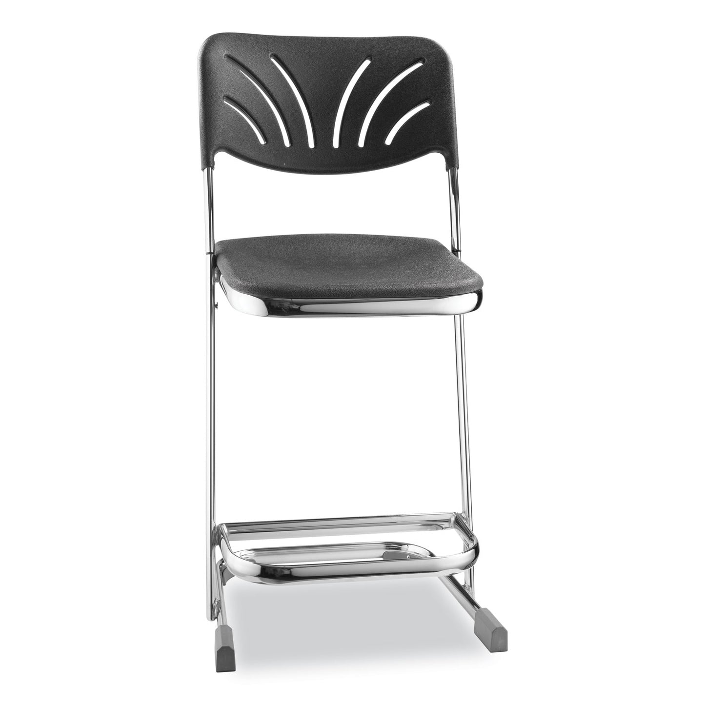 6600 Series Elephant Z-Stool With Backrest, Supports Up to 500 lb, 22" Seat Height, Black Seat, Black Back, Chrome Frame
