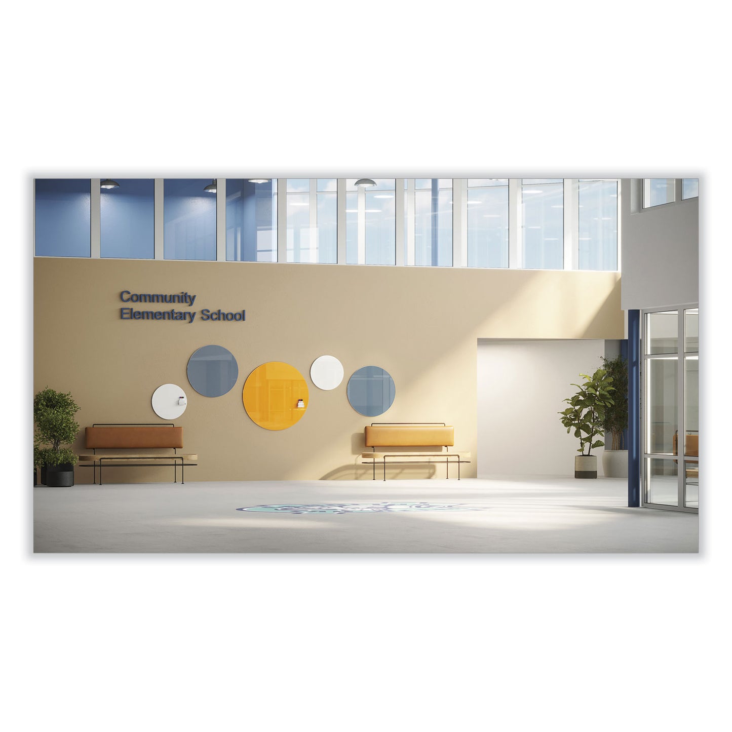 Coda Low Profile Circular Non-Magnetic Glassboard, 36" x 36", White Surface