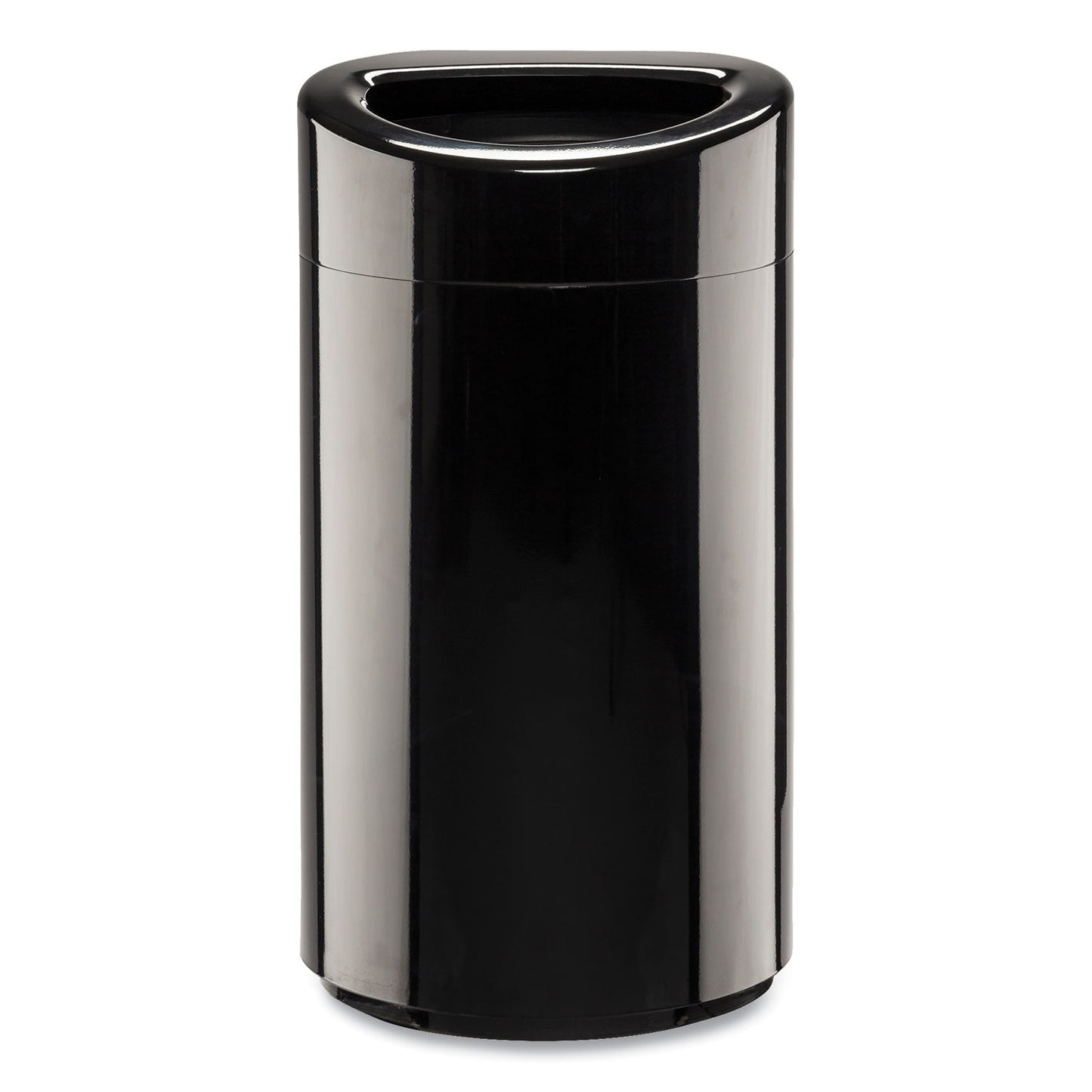 Open Top Oval Waste Receptacle, 14 gal, Steel, Black