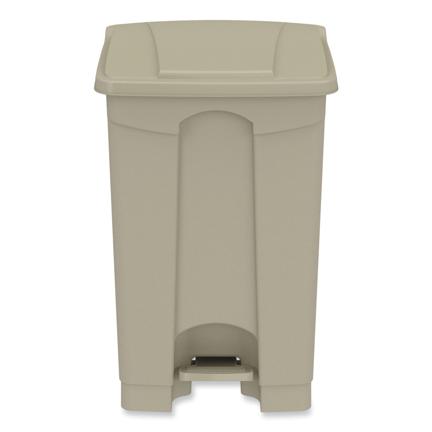 Plastic Step-On Receptacle, 12 gal, Plastic, Tan