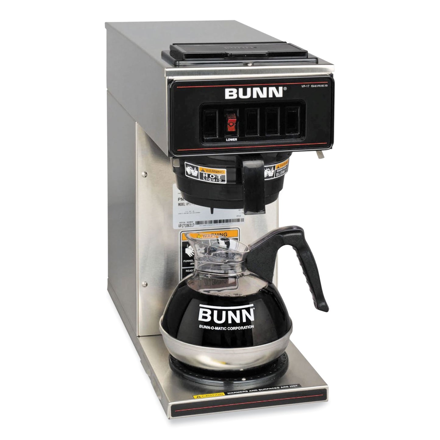 VP17-1 12-Cup Commercial Pourover Coffee Brewer, Stainless Steel/Black