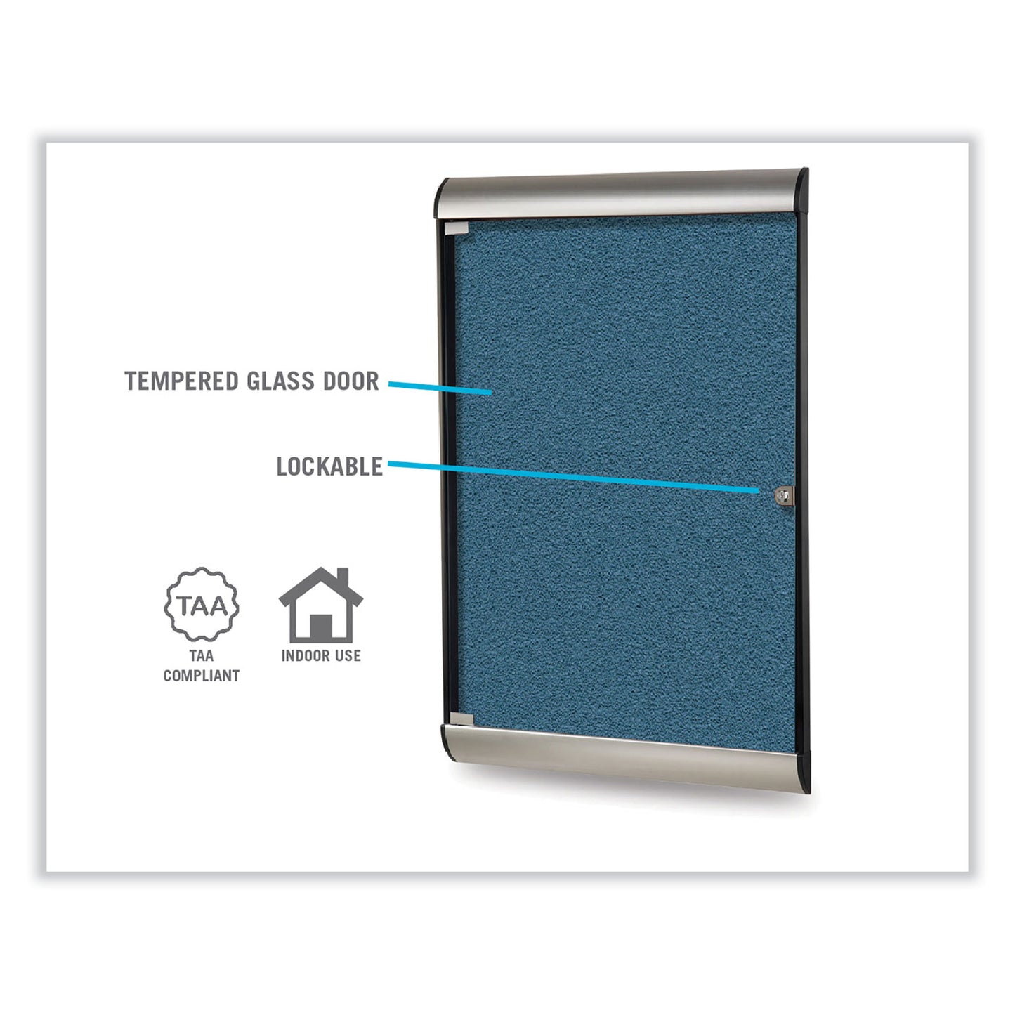 Silhouette 1 Door Enclosed Vinyl Bulletin Board with Satin Frame, 27.75" x 42.13", Ivory Surface, Black/Satin Aluminum Frame