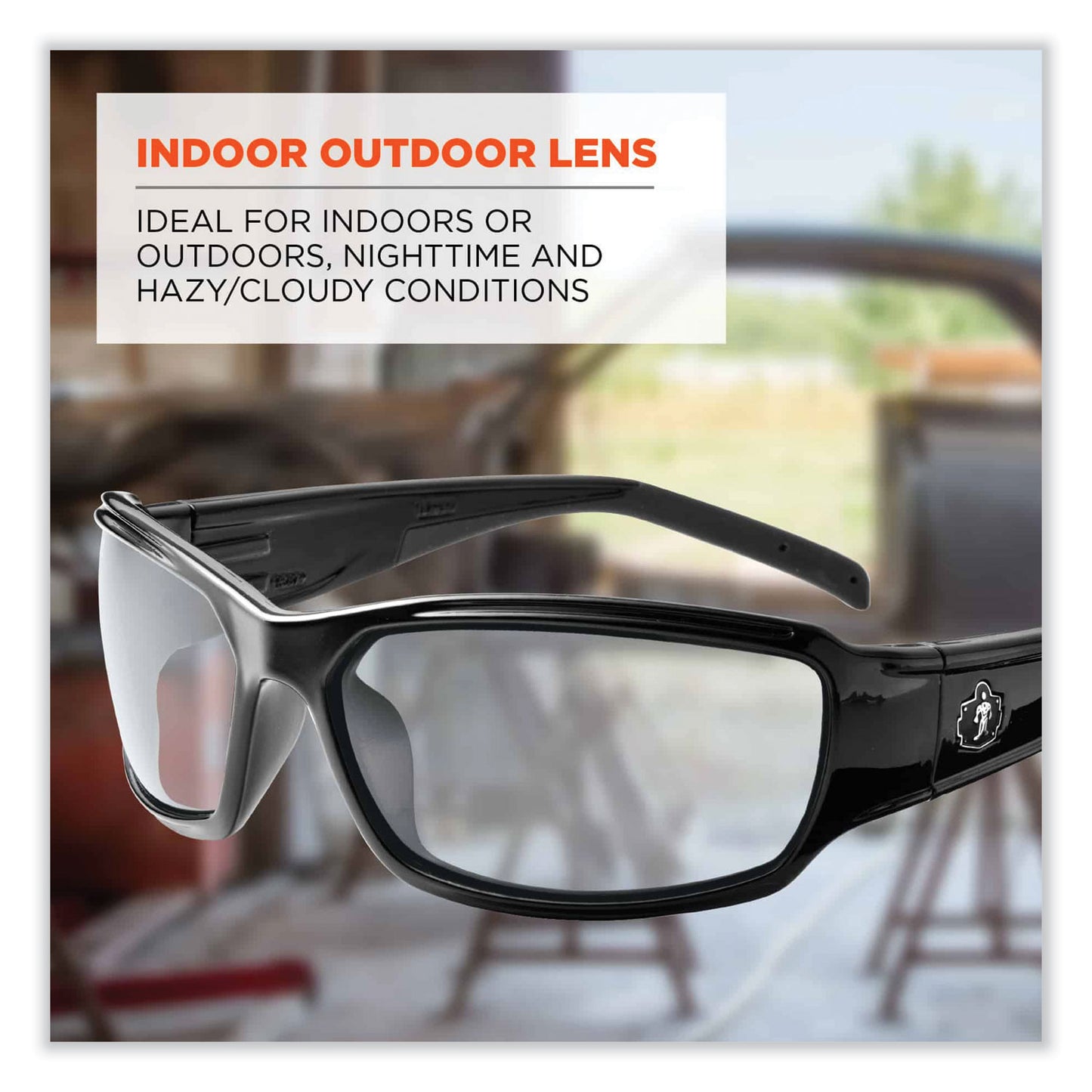 Skullerz Thor Safety Glasses, Black Full Frame, Clear Dual I/O Lens