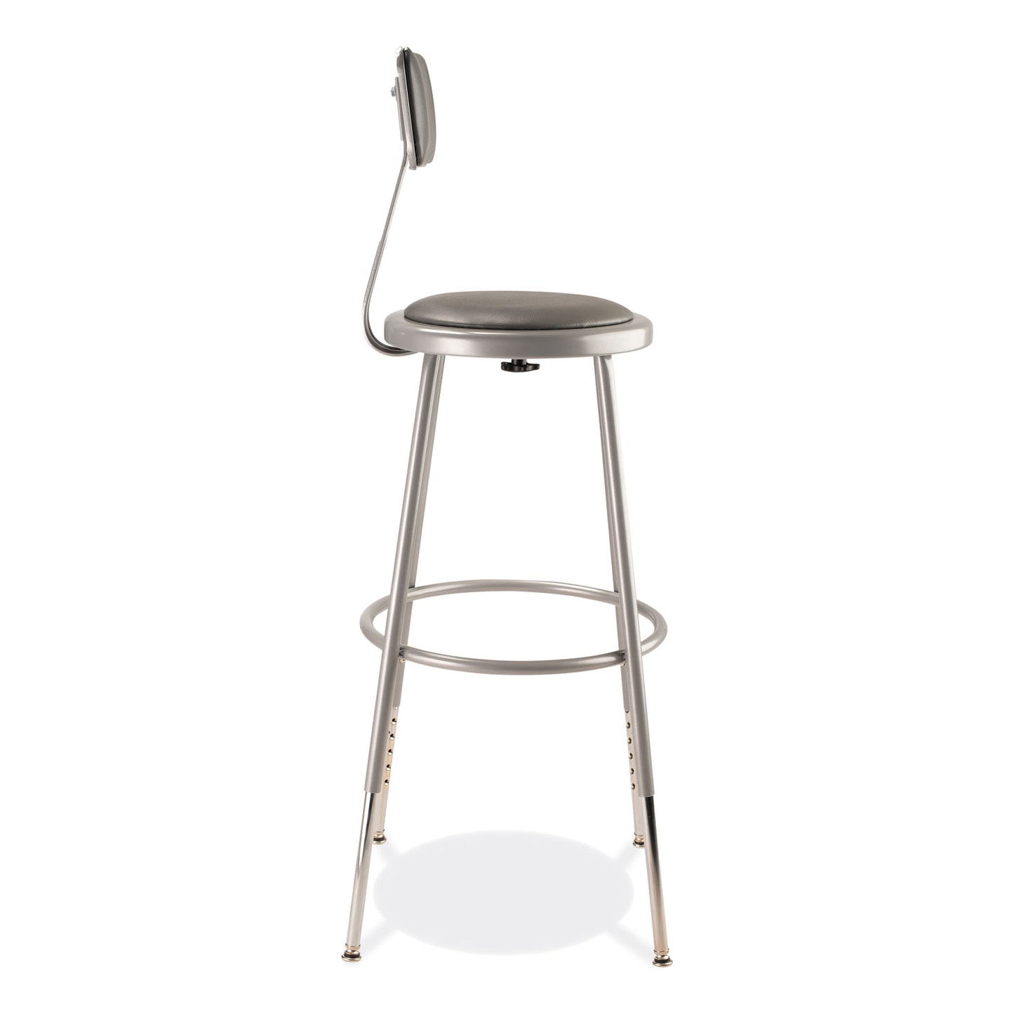 6400 Series Height Adjustable Heavy Duty Padded Stool with Backrest, Supports Up to 300 lb, 25" to 33" Seat Height, Gray
