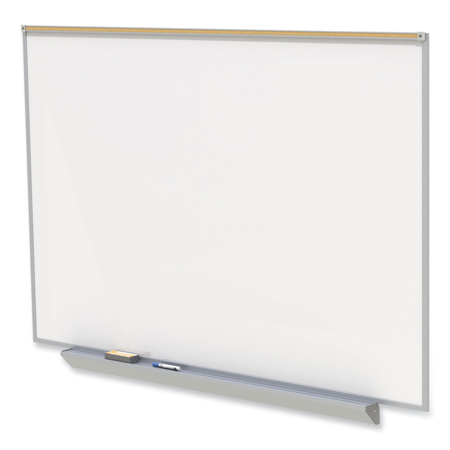 Proma Magnetic Porcelain Projection Whiteboard with Aluminum Frame, 48.5" x 36.5", White Surface, Satin Aluminum Frame