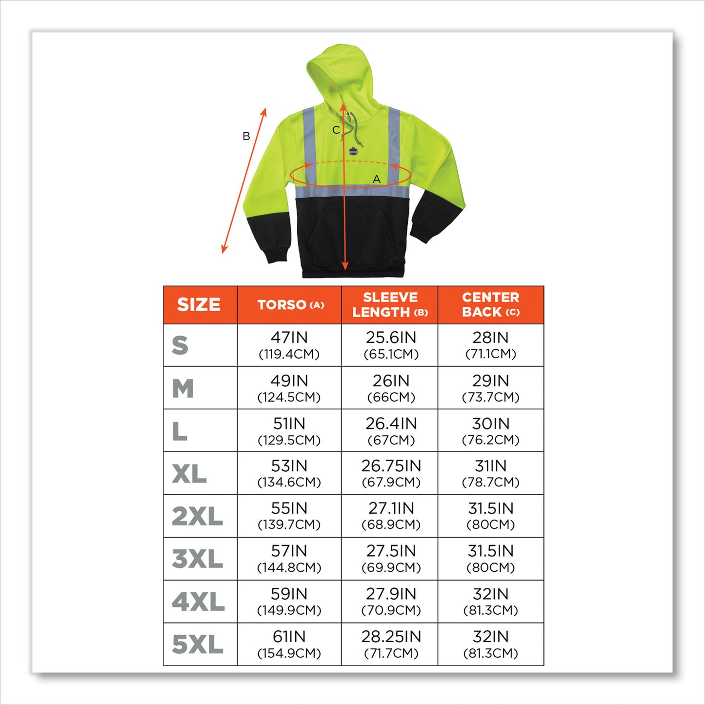 GloWear 8293 Hi-Vis Class 2 Hooded Sweatshirt Black Bottom, Large, Lime