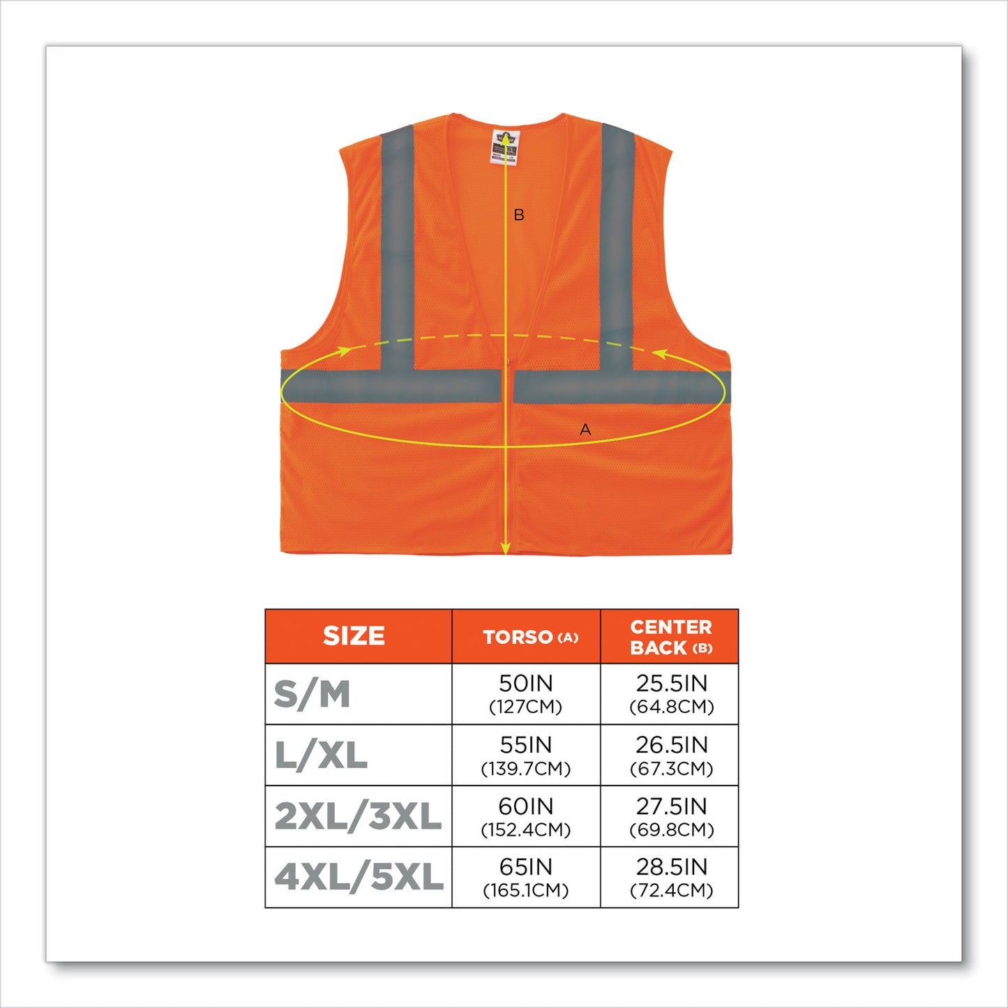 GloWear 8205Z Class 2 Super Economy Mesh Vest, Polyester, Orange, Small/Medium