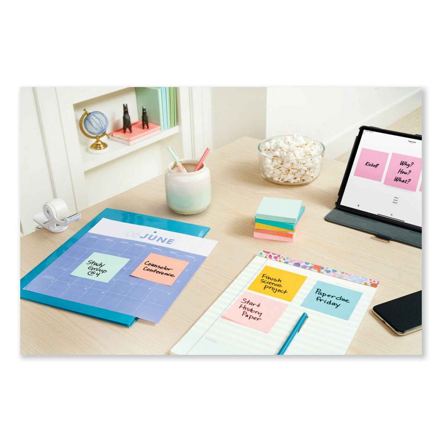 Original Pop-up Refill, 3" x 3", Beachside Cafe Collection Colors, 100 Sheets/Pad, 6 Pads/Pack