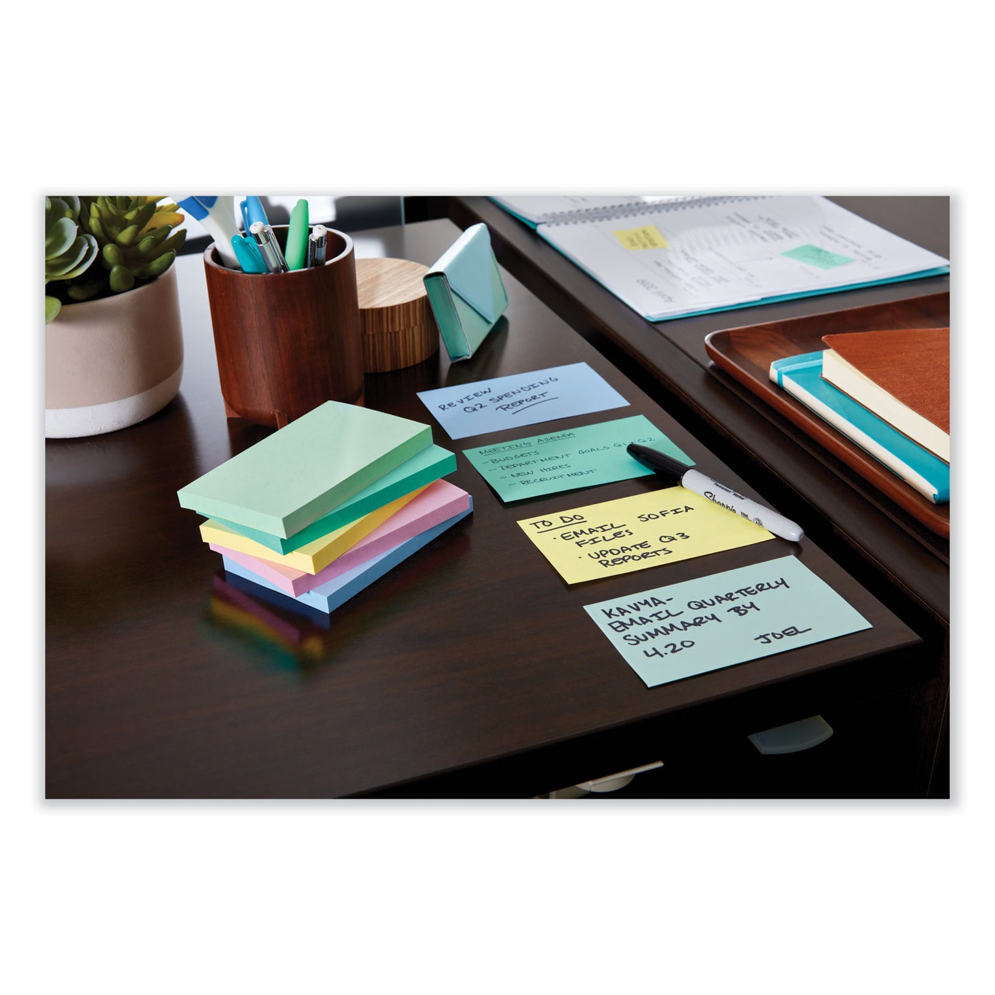 Original Pads in Beachside Cafe Collection Colors, 3" x 5", 100 Sheets/Pad, 5 Pads/Pack