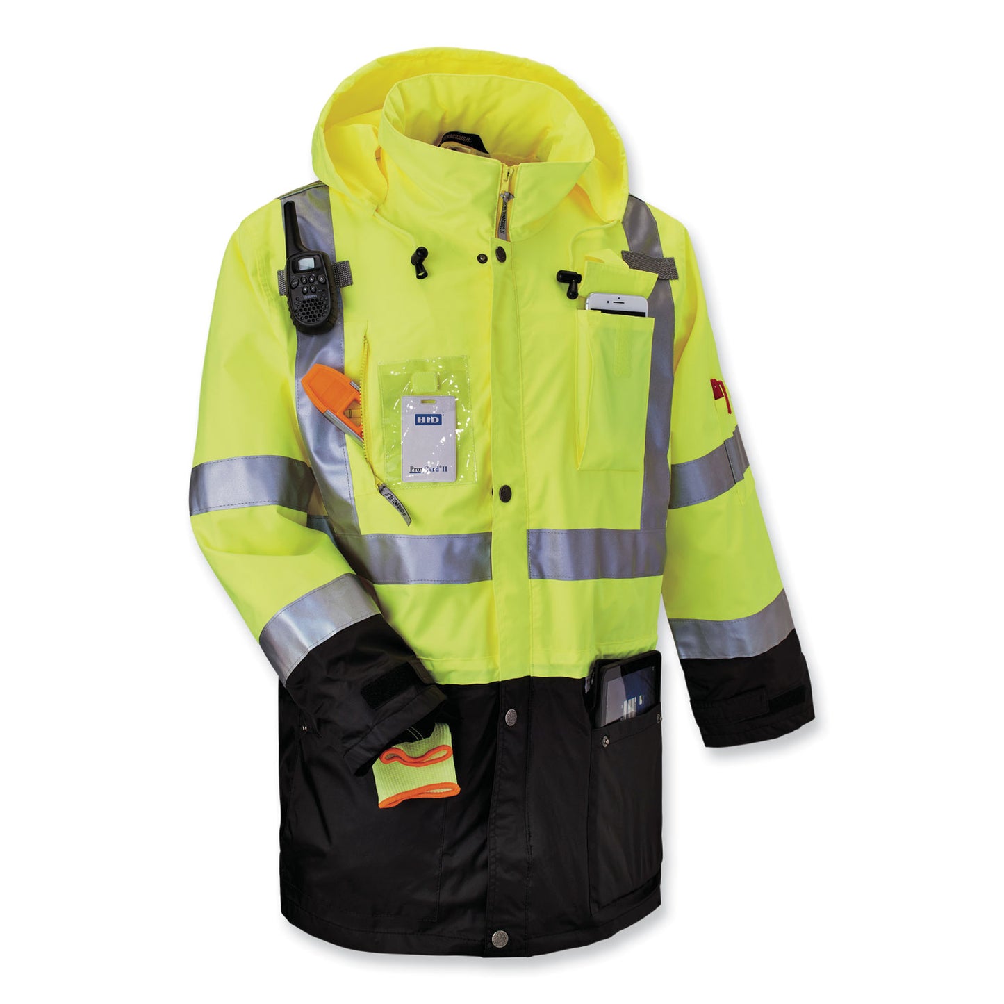 GloWear 8386 Class 3 Hi-Vis Outer Shell Jacket, Polyester, 4X-Large, Lime