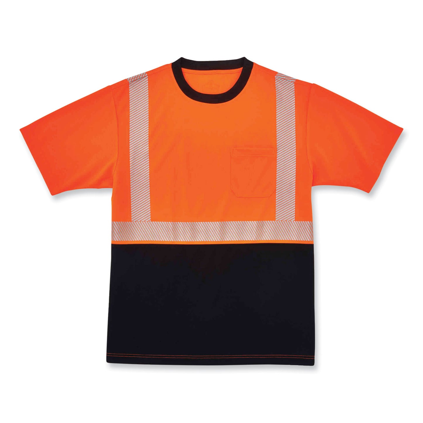 GloWear 8280BK Class 2 Performance T-Shirt with Black Bottom, Small, Orange
