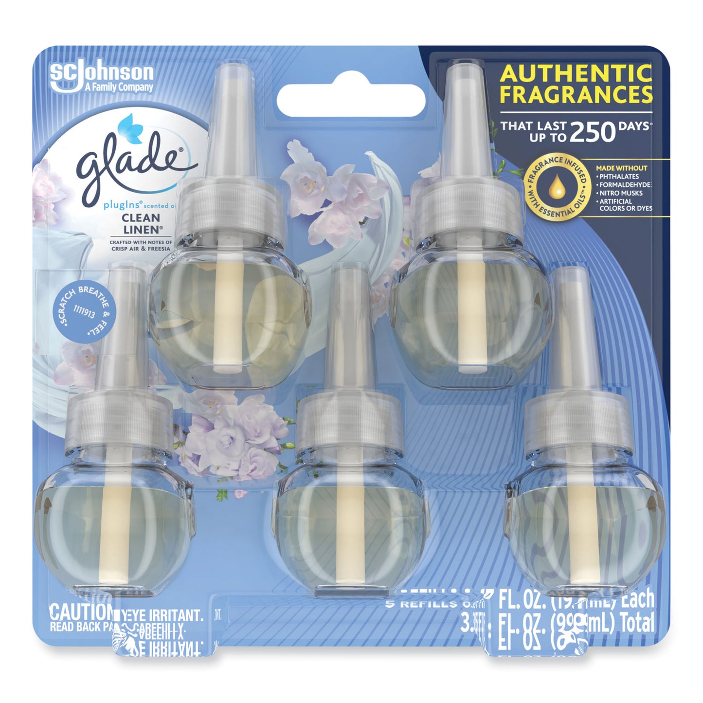 Plugins Scented Oil Refill, Clean Linen, 0.67 oz, 5/Pack