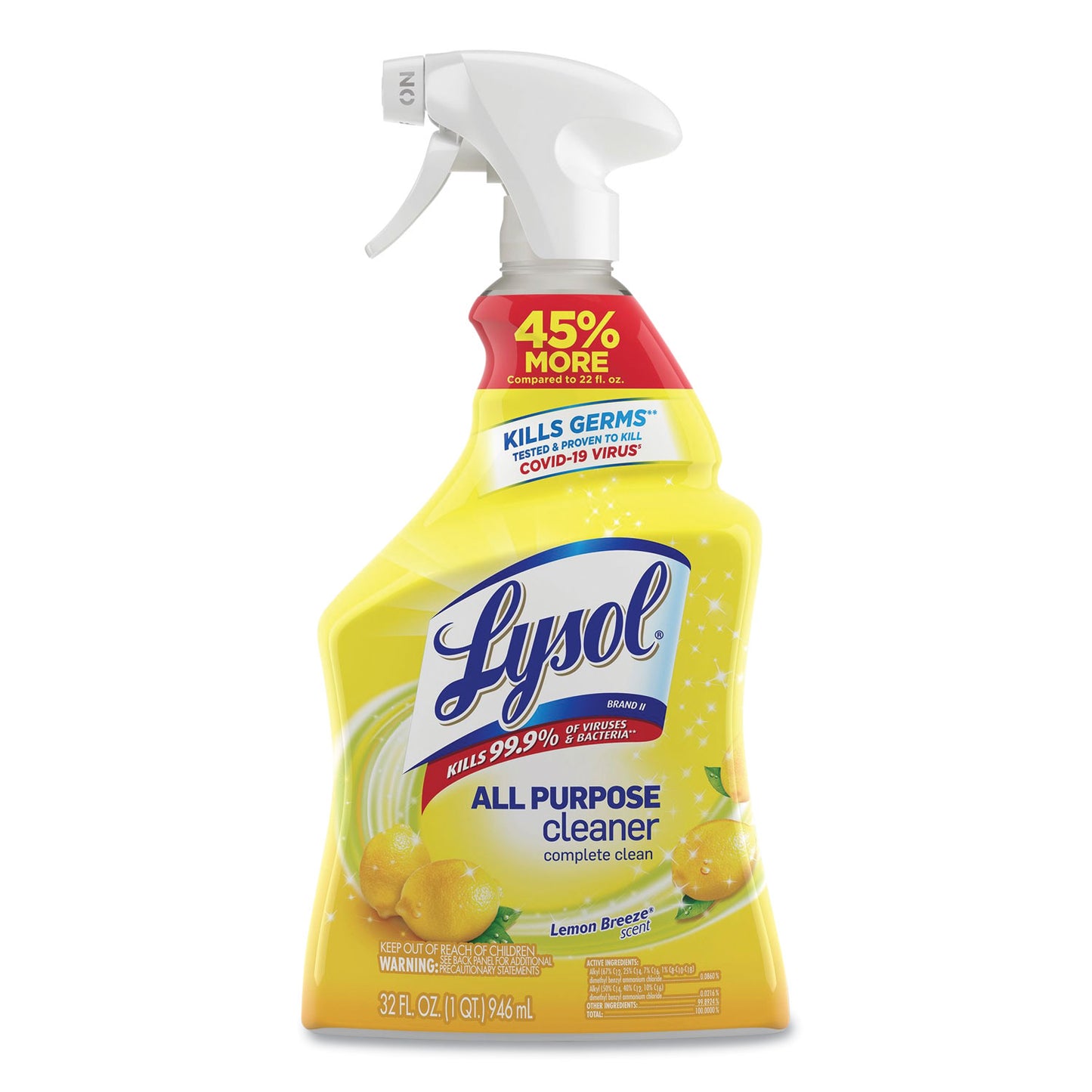 Ready-to-Use All-Purpose Cleaner, Lemon Breeze Scent, 32 oz Spray Bottle