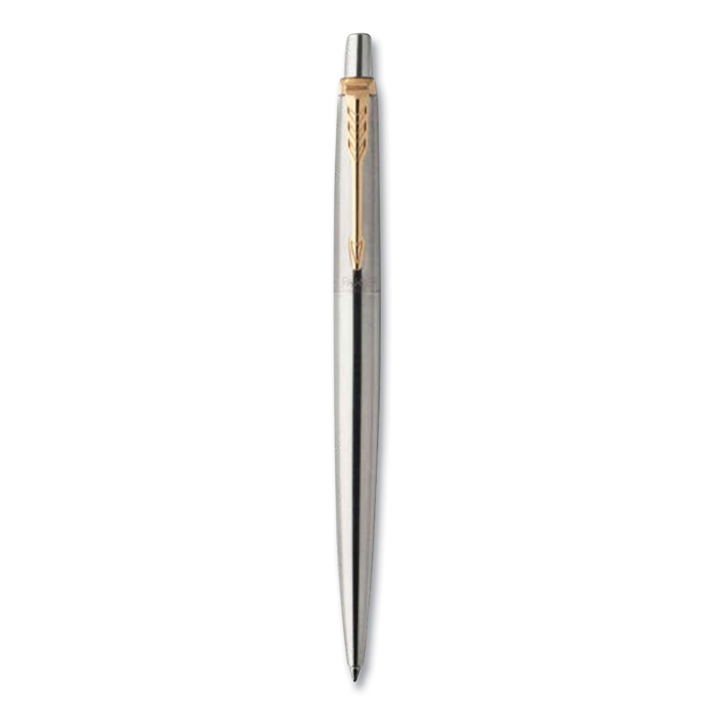 Jotter Rollerball Pen, Retractable, Medium 0.7 mm, Black Ink, Stainless Steel Barrel