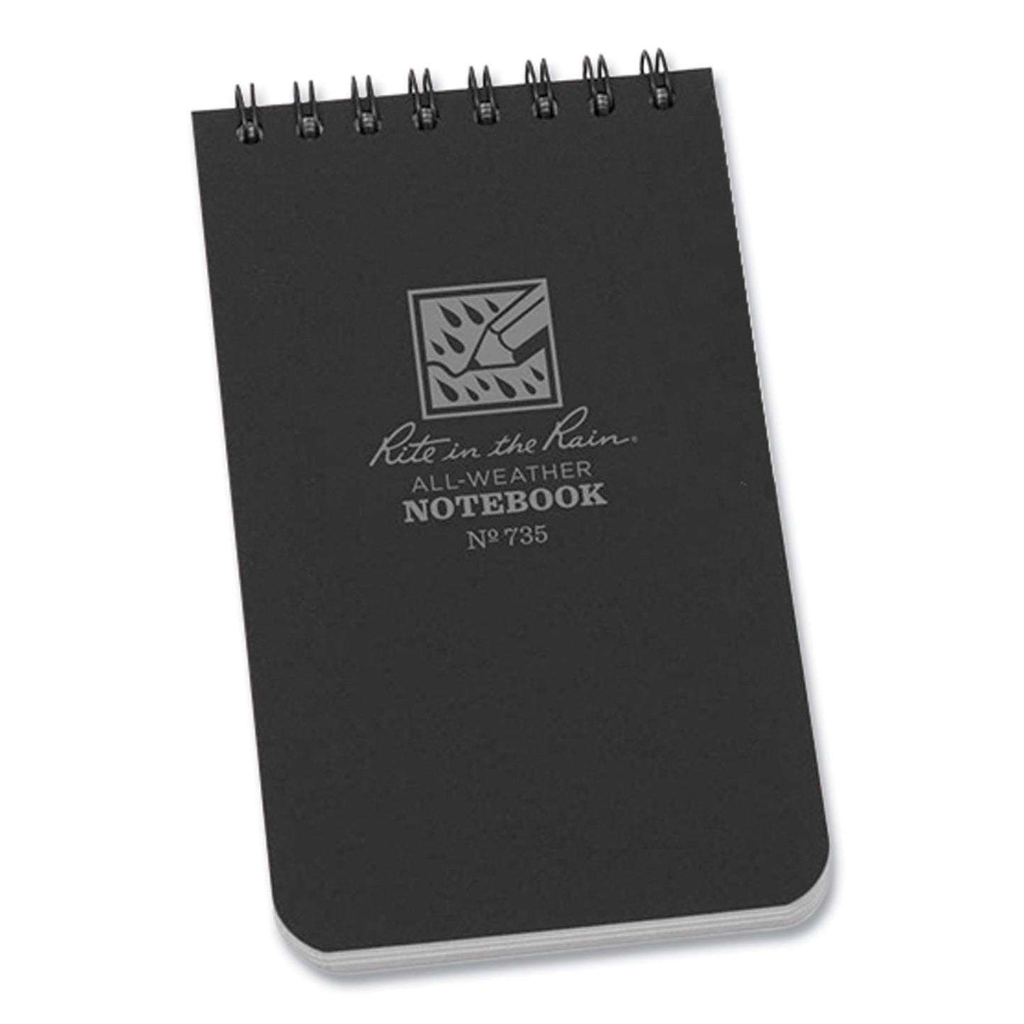 All-Weather Wire-O Notepad, Black Cover, Universal: Narrow Rule and Quadrille Rule (4 sq/in), (50) White 3 x 5 Sheets