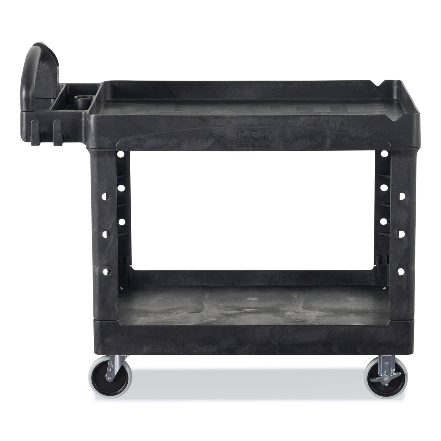 BRUTE Heavy-Duty Utility Cart with Lipped Shelves, Plastic, 2 Shelves, 500 lb Capacity, 25.9" x 45.2" x 32.2", Black