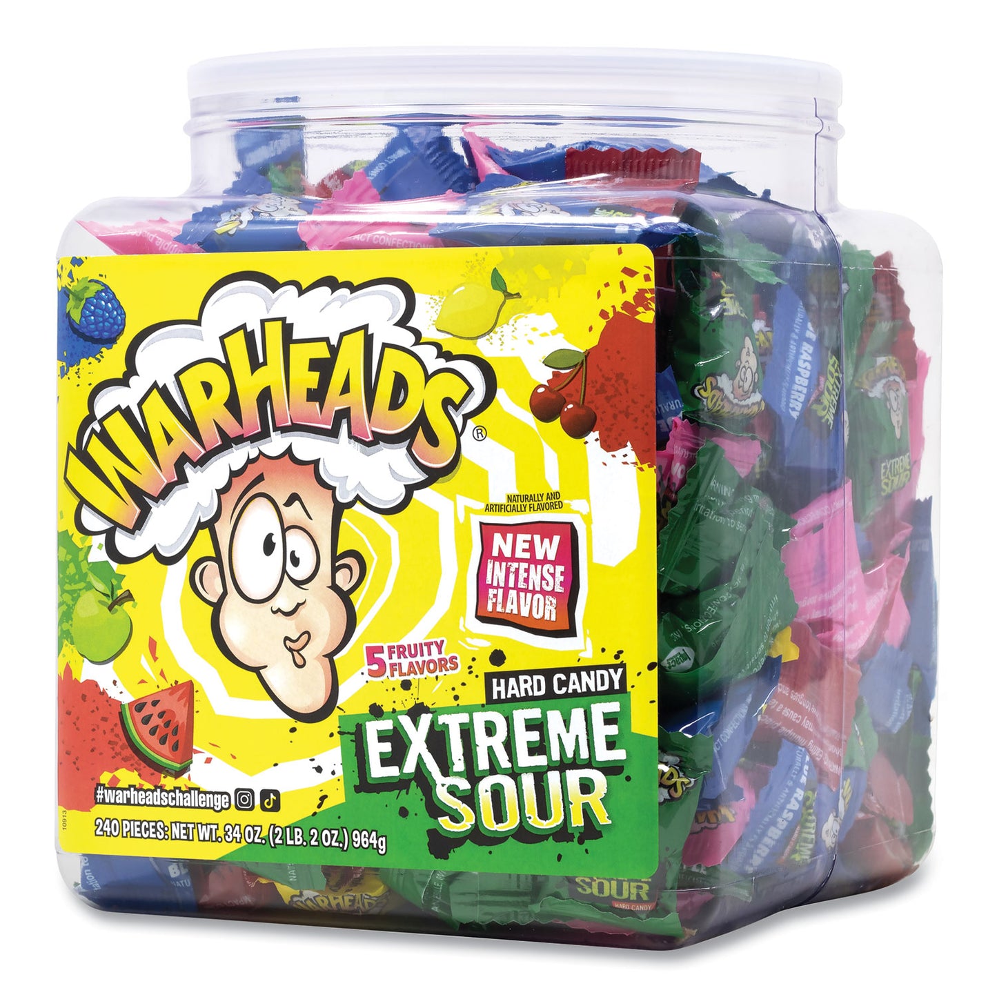 Xtreme Sour Hard Candy, Assorted Flavors, 34 oz Tub