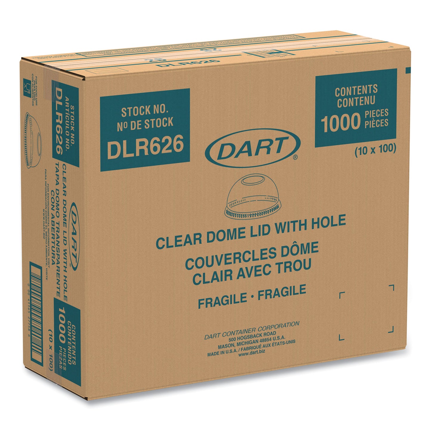 Ultra Clear Dome Cold Cup Lids, Fits 16 oz to 24 oz Cold Cups, Plastic, Clear, 100/Pack