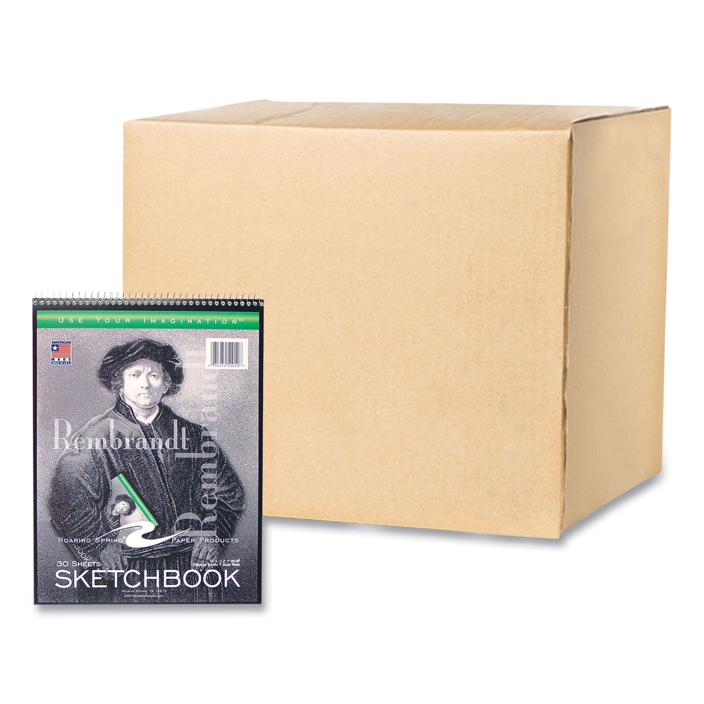 Sketch Pad, Black/Green/White Cover, Unruled, (30) White 9 x 12 Sheets, 12/Carton