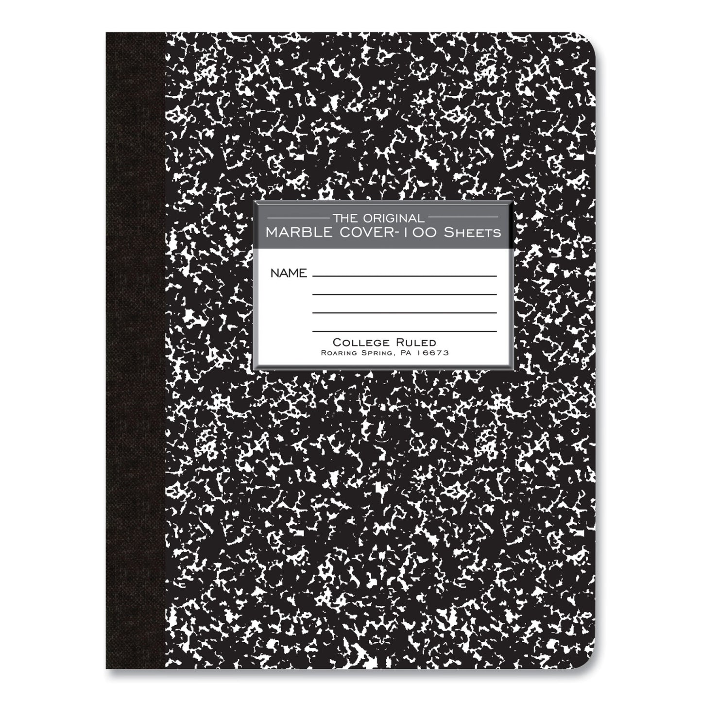 Hardcover Marble Composition Book, Medium/College Rule, Black Marble Cover, (100) 9.75 x 7.5 Sheets, 24/Carton