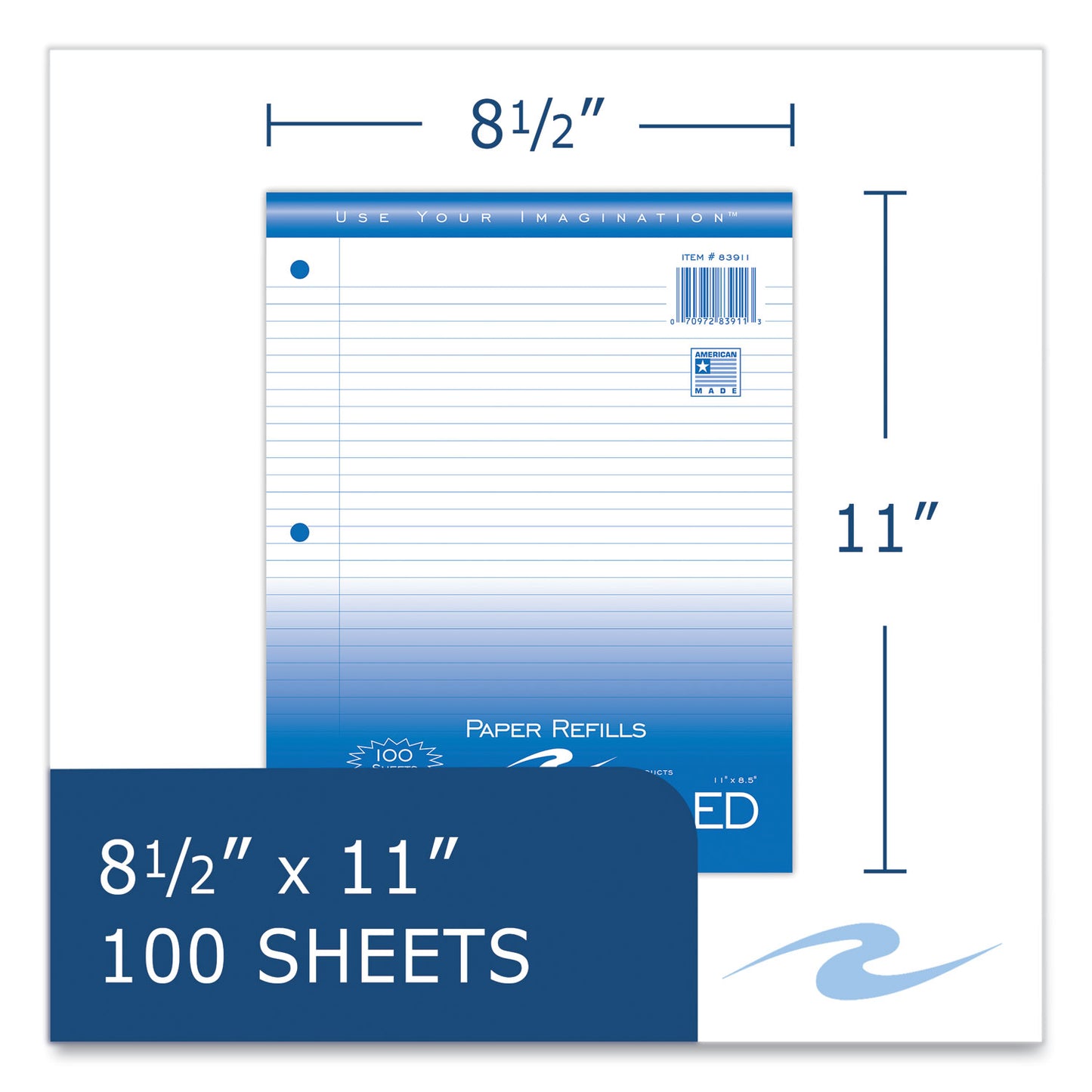Loose Leaf Paper, 8.5 x 11, 3-Hole Punched, College Rule, White, 100 Sheets/Pack, 48 Packs/Carton