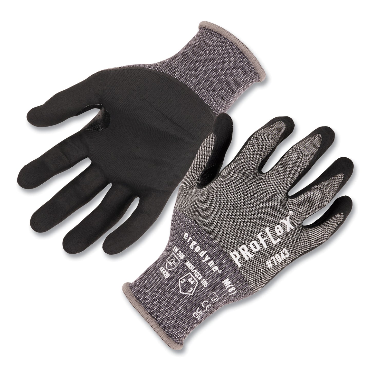 ProFlex 7043 ANSI A4 Nitrile Coated CR Gloves, EN388: 4X42D, 9" Long, Small, Gray, Pair