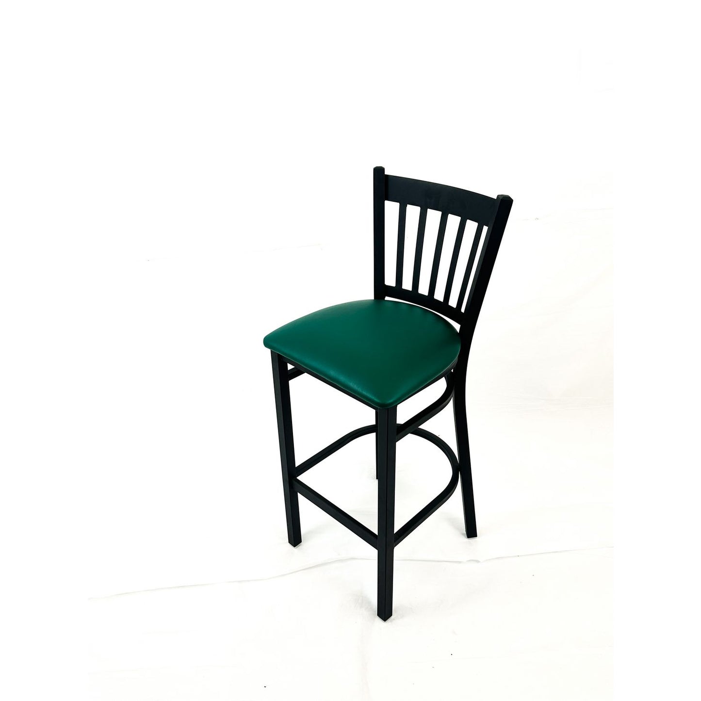 Cobra Series Barstool, Supports Up to 300 lbs, 28.5" Seat Height, Green Seat, Black Back, Black Base