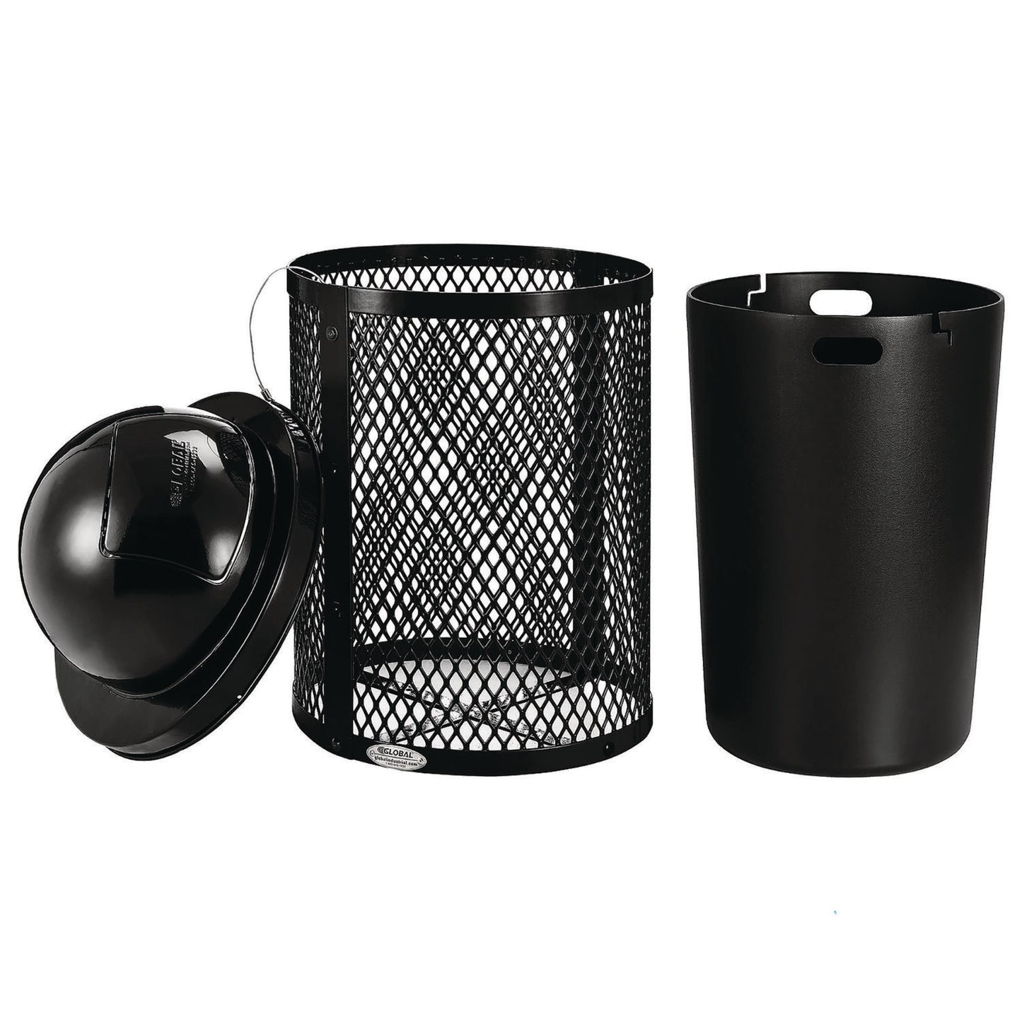 Outdoor Diamond Industrial Steel Trash Can, 36 gal, Black