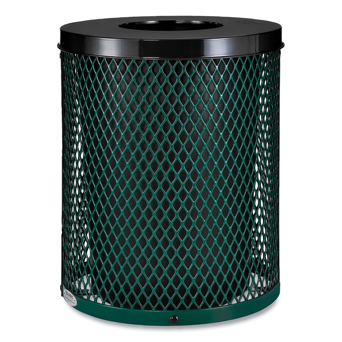 Outdoor Diamond Steel Trash Can, 36 gal, Green