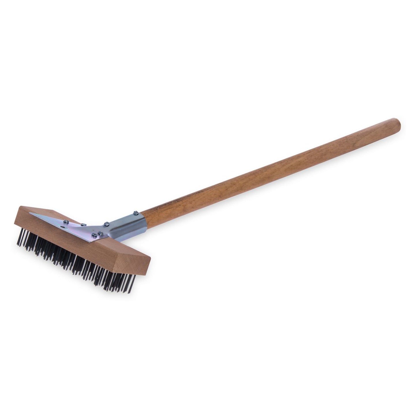 Sparta Broiler Master Grill Brush and Scraper with Handle, Metal Bristles, 30" Natural Wood Handle
