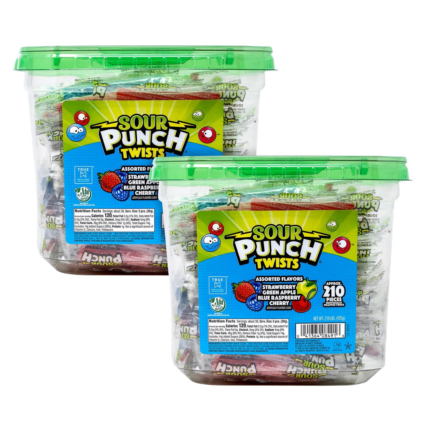 Twists, Variety, 2.59 lb Tub, Approx. 210 Pieces/Tub, 2 Tubs