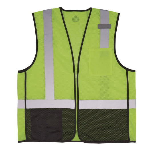 GloWear 8210Z Hi-Vis Class 2 Mesh Vest, Polyester, 4X-Large to 5X-Large, Lime