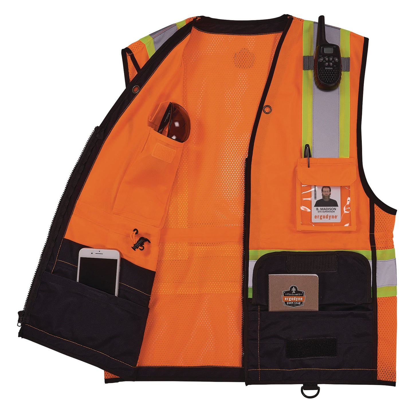 GloWear 8251HDZ Class 2 Two-Tone Hi-Vis Safety Vest, Polyester, 4X-Large to 5X-Large, Orange