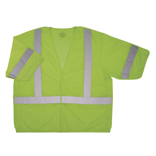 GloWear 8315BA Class 3 Hi-Vis Breakaway Safety Vest, Polyester, Large to X-Large, Lime