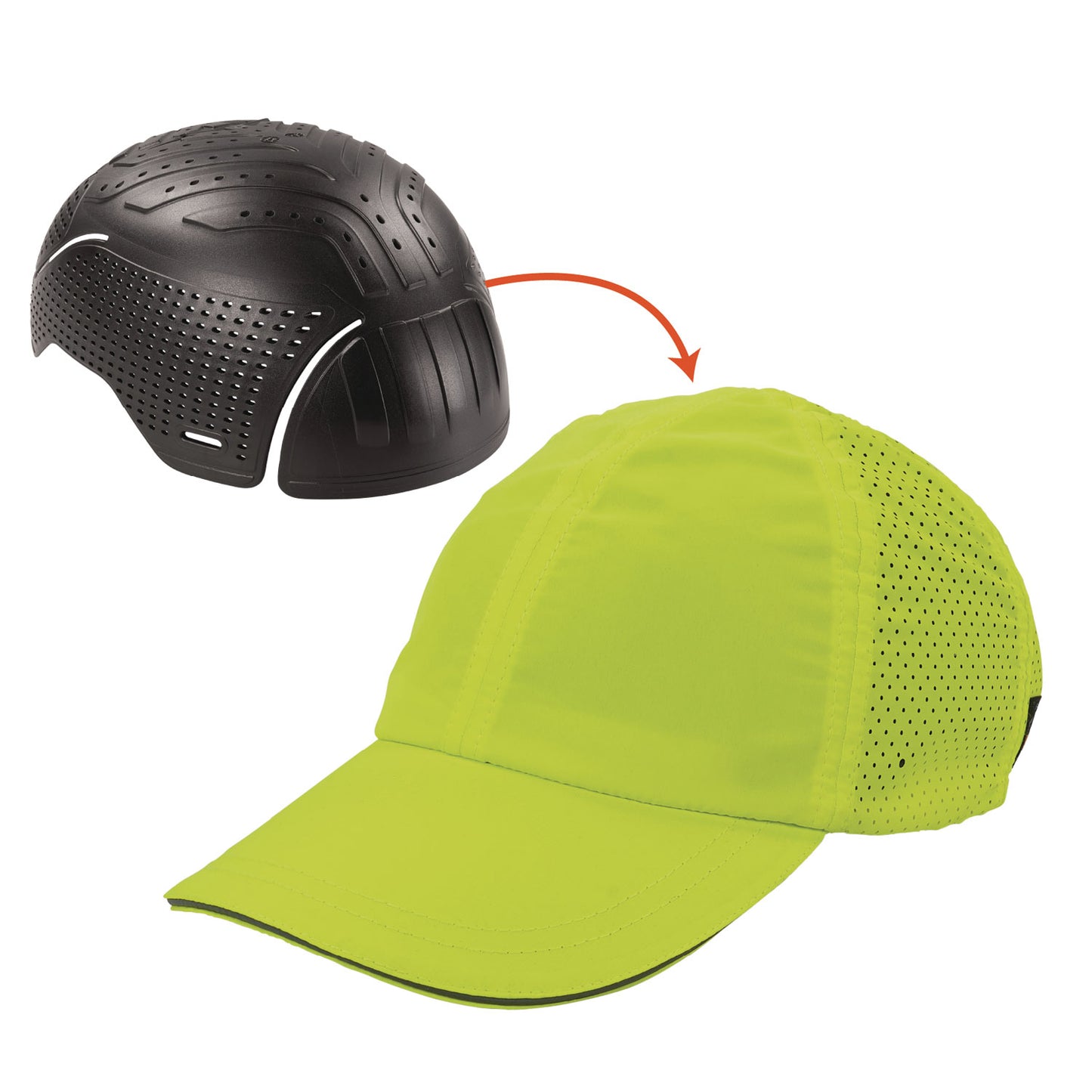 Skullerz 8947 Lightweight Baseball Hat and Bump Cap Insert, Front Brim, X-Large to XX-Large (7.25 to 8.5), 0.2" Insert, Lime