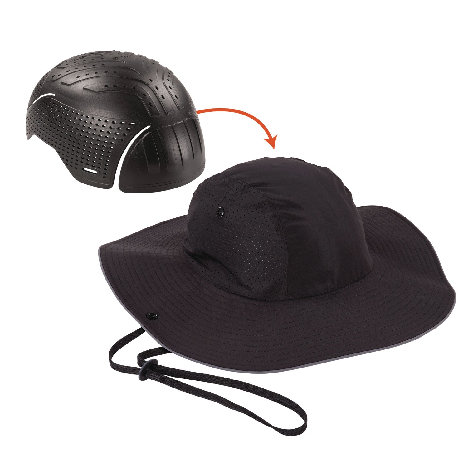 Skullerz 8957 Lightweight Ranger Hat and Bump Cap Insert, Full Brim, X-Small to Small (6.25 to 7.25), 0.2" Insert, Black