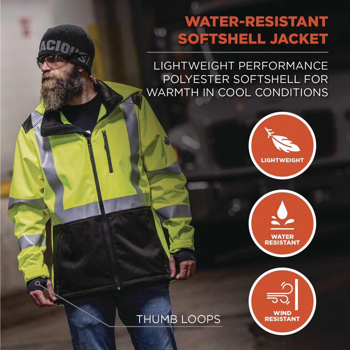 GloWear 8353 Class 3 Hi-Vis Softshell Water-Resistant Jacket, 4X-Large, Lime