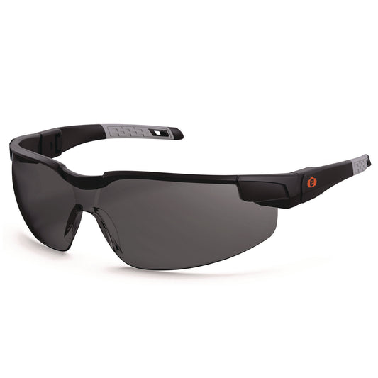 Skullerz DELLENGER Safety Glasses with Adjustable Temples, Matte Black Half Frame, Smoke Single Lens