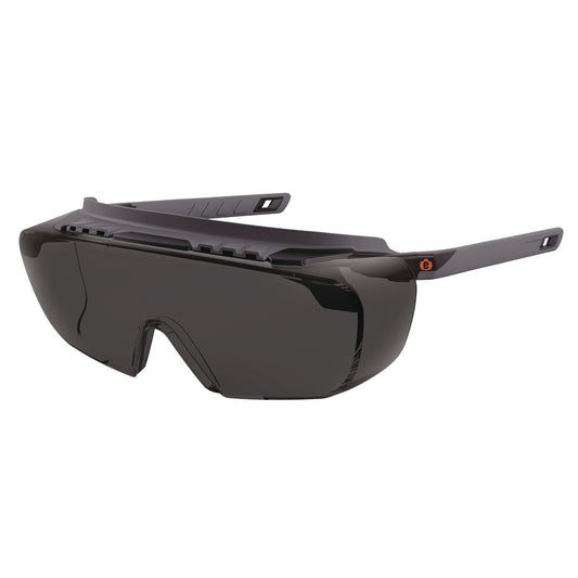 Skullerz OSMIN Anti-Scratch Enhanced Anti-Fog Safety Glasses, Matte Black Half Frame OTG, Smoke Single Lens