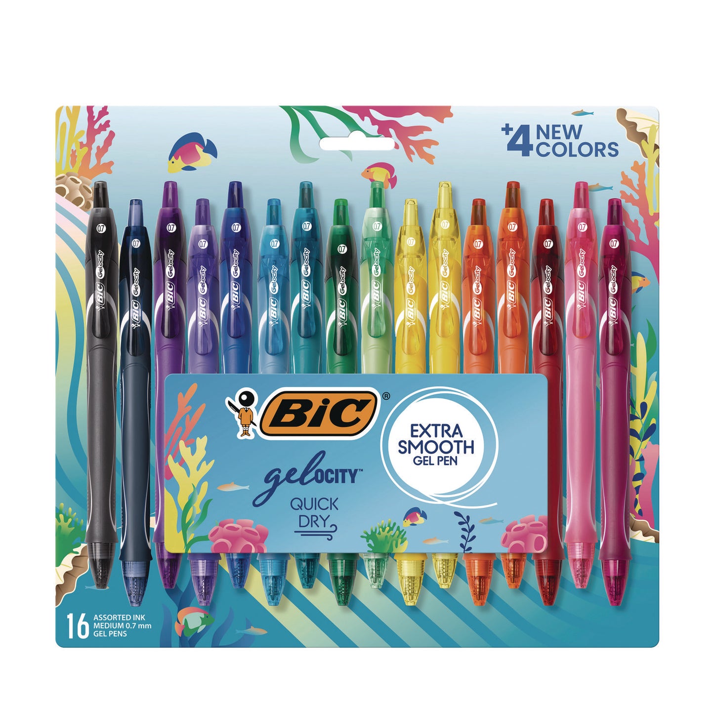 Gel-ocity Quick Dry Gel Pen, Retractable, Medium 0.7 mm, Assorted Ink and Barrel Colors, 16/Pack