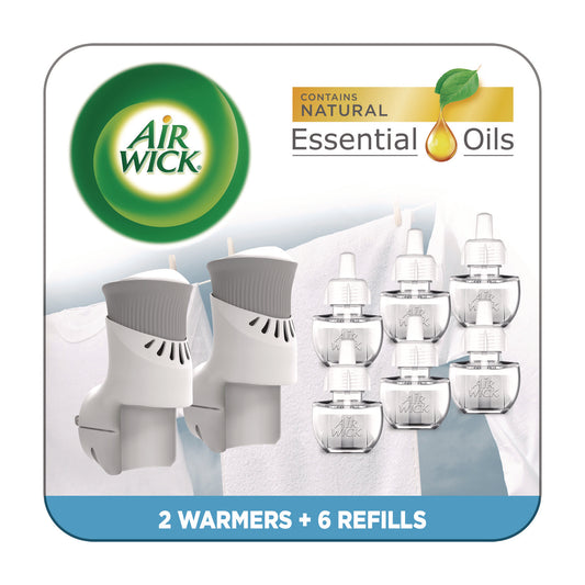 Plug-in Scented Oil Starter Kit, Fresh Linen, 0.67 oz, 8/Pack