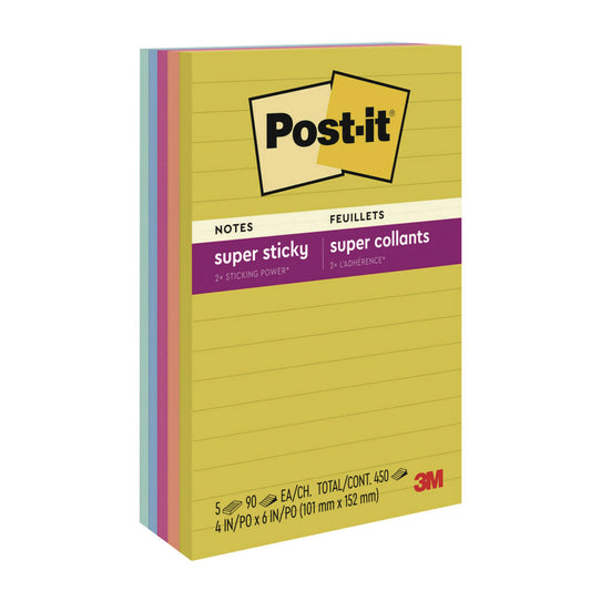 Note Pads in Summer Joy Color Collection Colors, 4" x 6", Note Ruled, 90 Sheets/Pad, 5 Pads/Pack