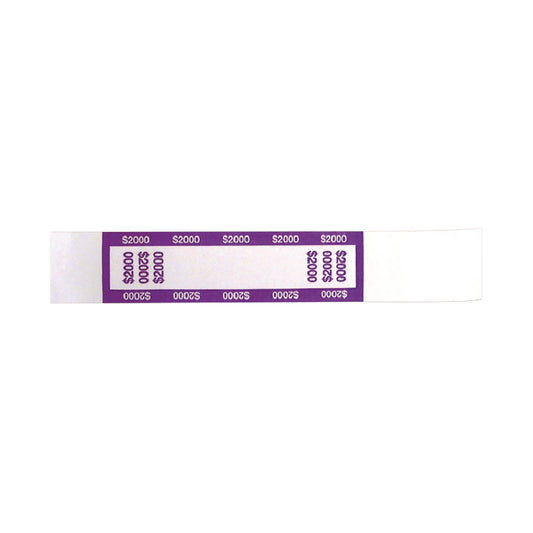 Currency Straps, Self-Adhesive, Twenties, $2,000 Strap, Violet/White, 1,000/Pack