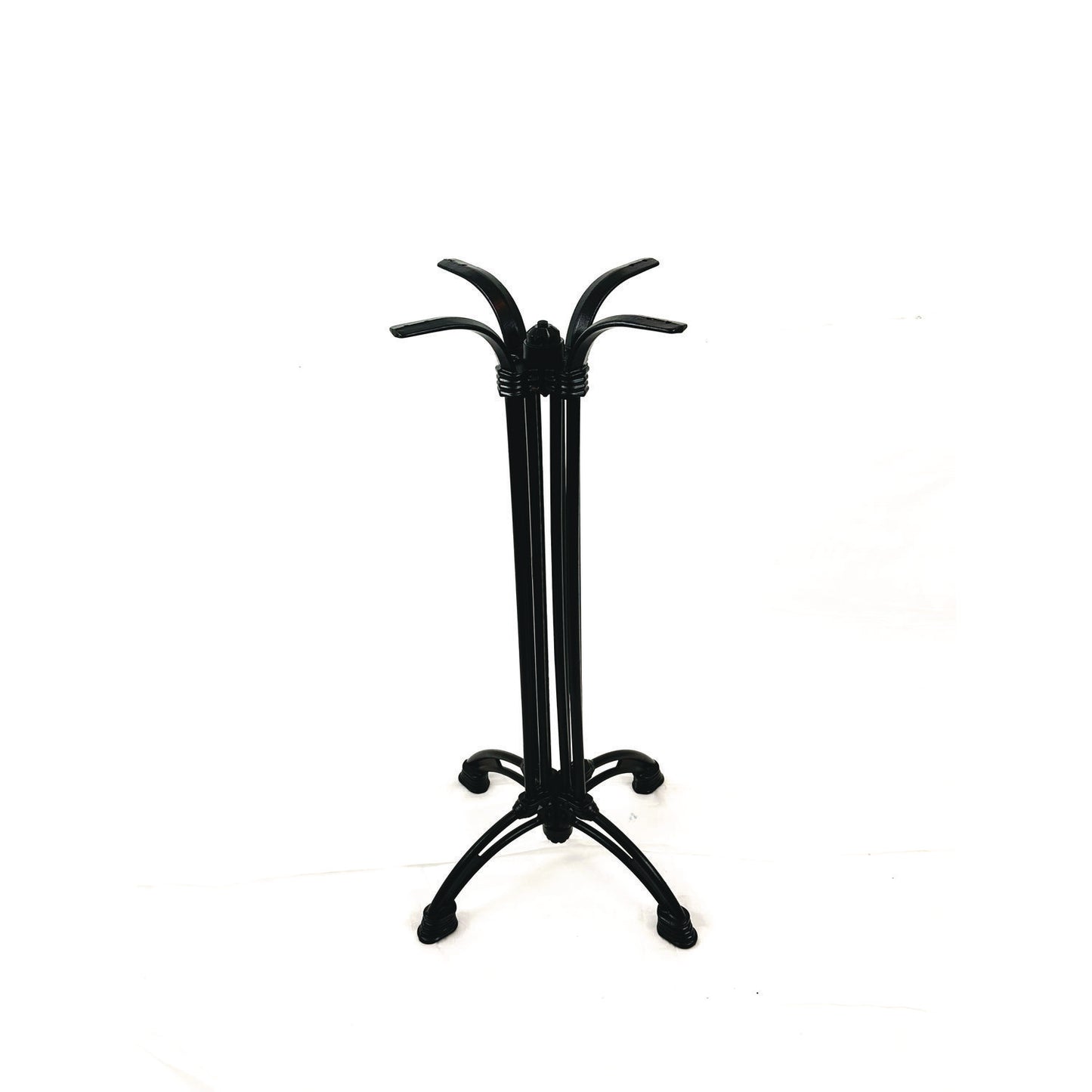 Topalit Tables, Round, 24" dia x 44"h, Brushed Silver Top, Black Iron Base/Legs