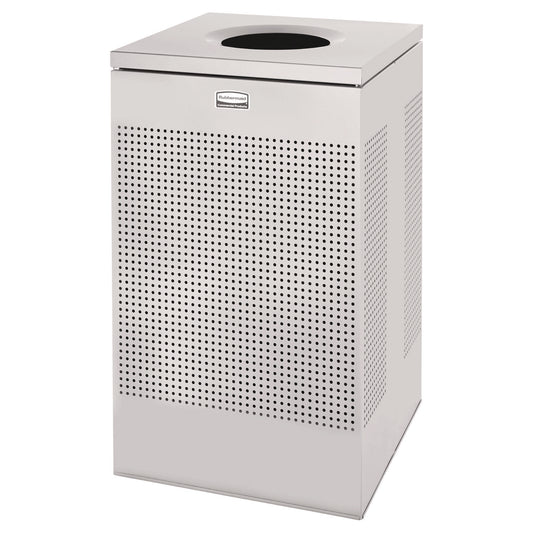 Designer Line Silhouettes Waste Receptacle, 20 gal, Steel, Silver Metallic
