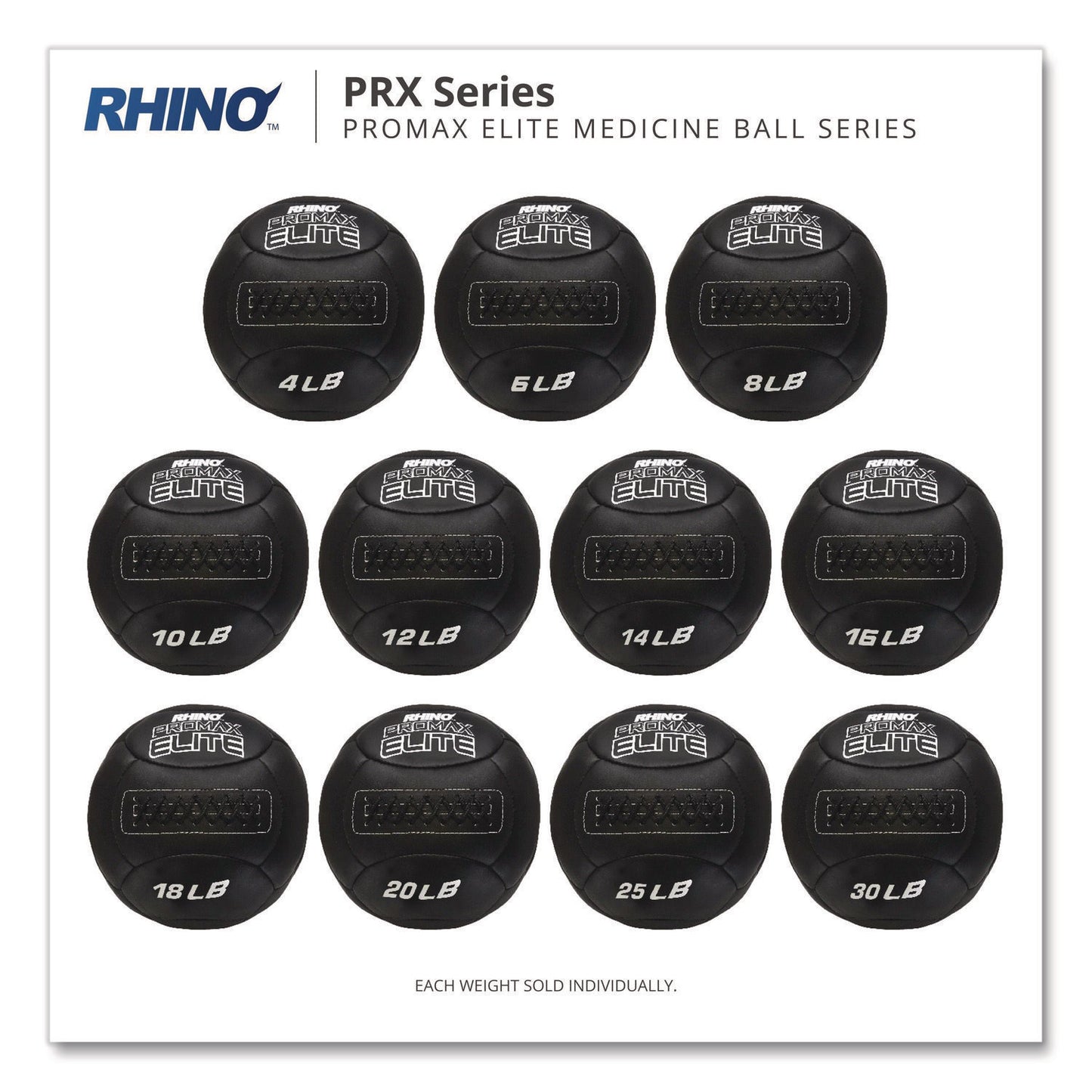 Rhino Promax Elite Medicine Ball, 16 lb, Black